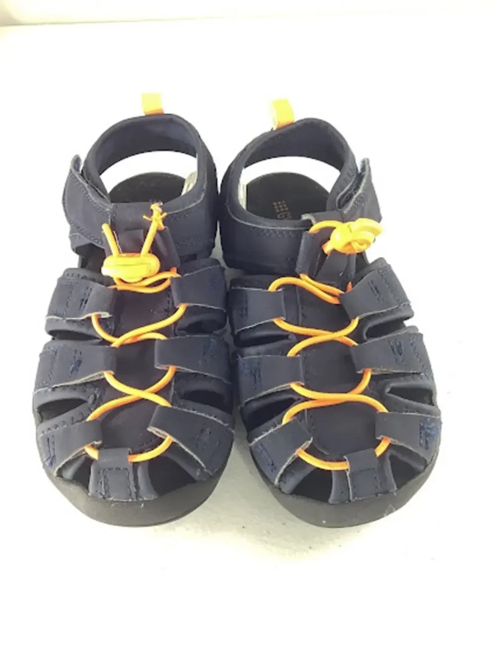 Gymboree Boys Black & Orange Drawstring Sandals Kids Youth Size 1